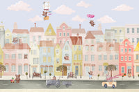 Teddy's Town Wall Mural in a contemporary flat with child friendly decor wallpaper.