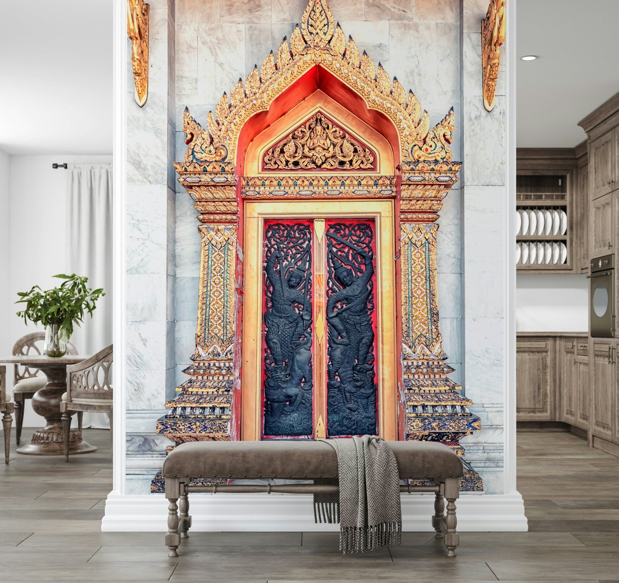 Temple Gate's Grandeur wall mural for a traditional living room., GD7450