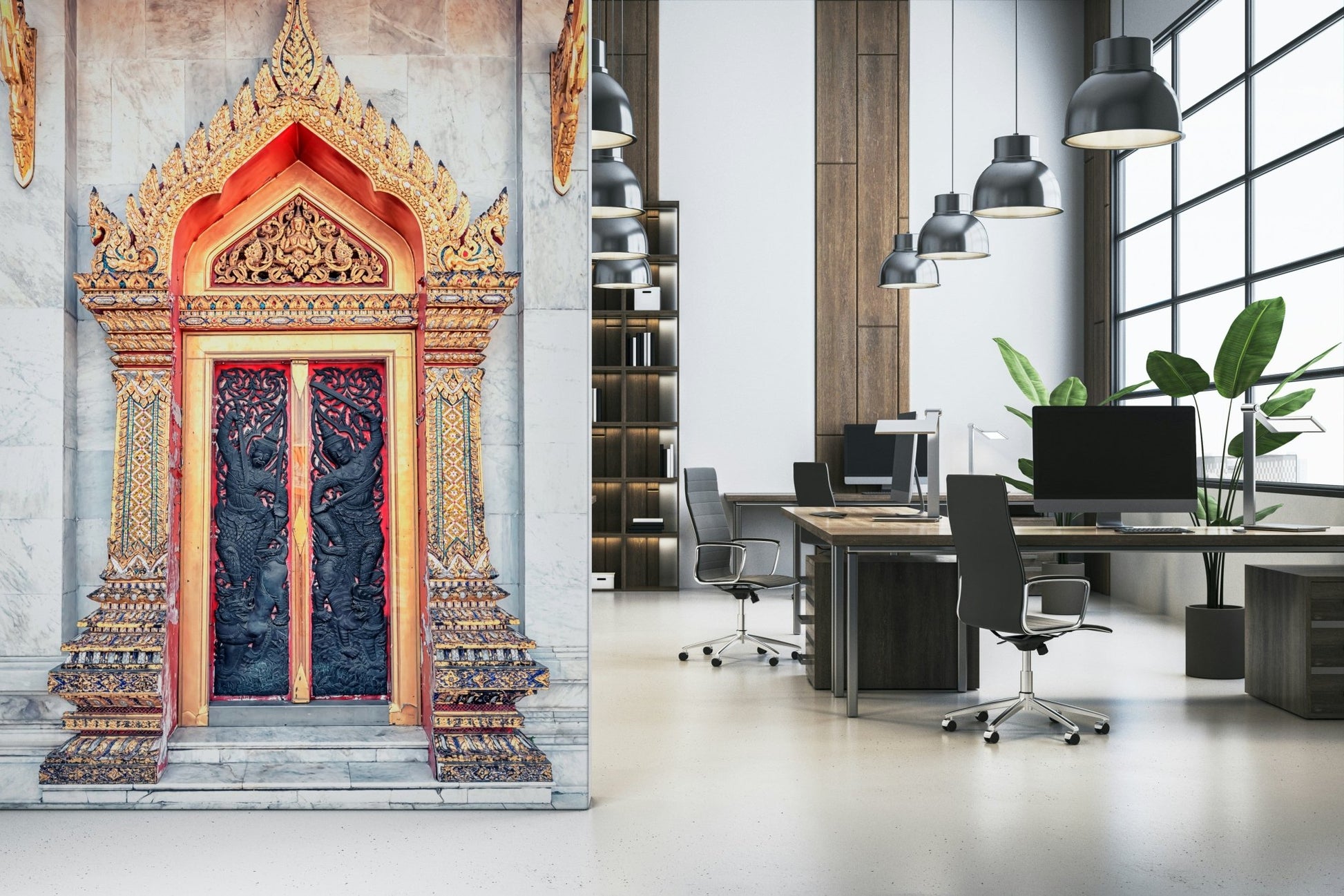 Traditional entry architecture in a Temple Gate's Grandeur wallpaper., GD7450