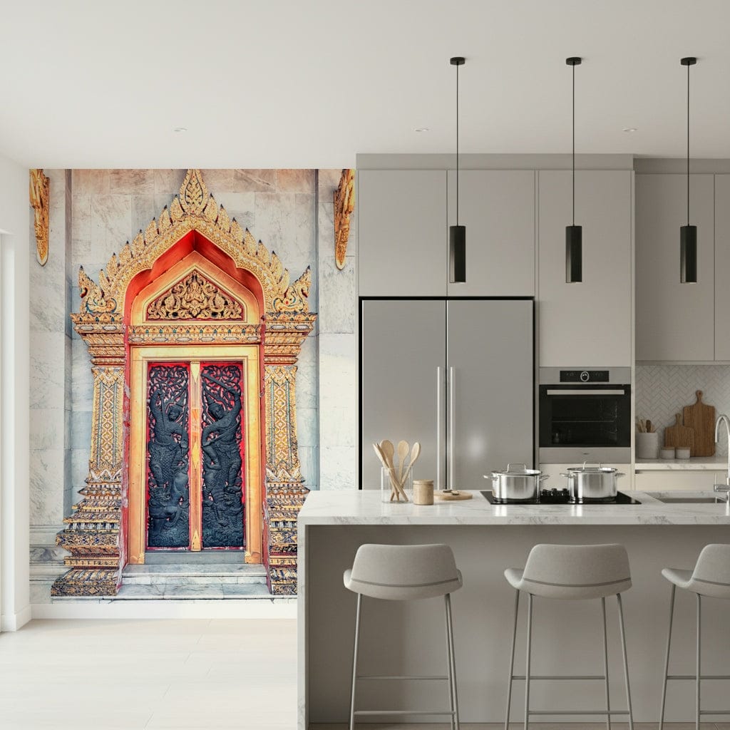 Temple Gate's Grandeur wall mural showcasing ancient architectural style., GD7450