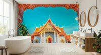 Temple of Dawn Wall Mural brings a striking temple view into a calm Bathroom, GD7938