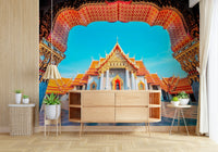 Temple of Dawn Wall Mural brightens a dresser wall with vivid temple detail, GD7938