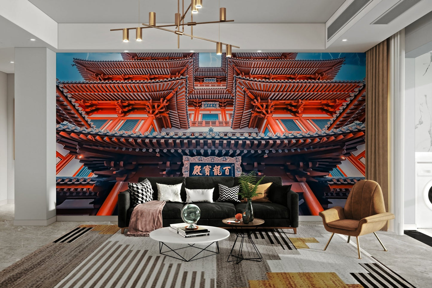 Classic Japanese style pavilion background art print GD5026