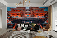 Classic Japanese style pavilion background art print GD5026