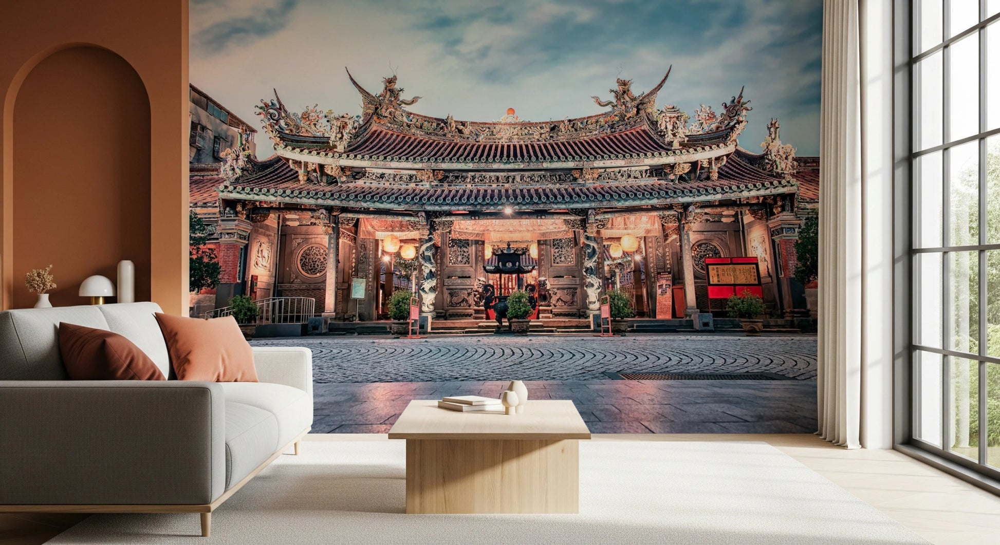 Temple Twilight Wall Mural