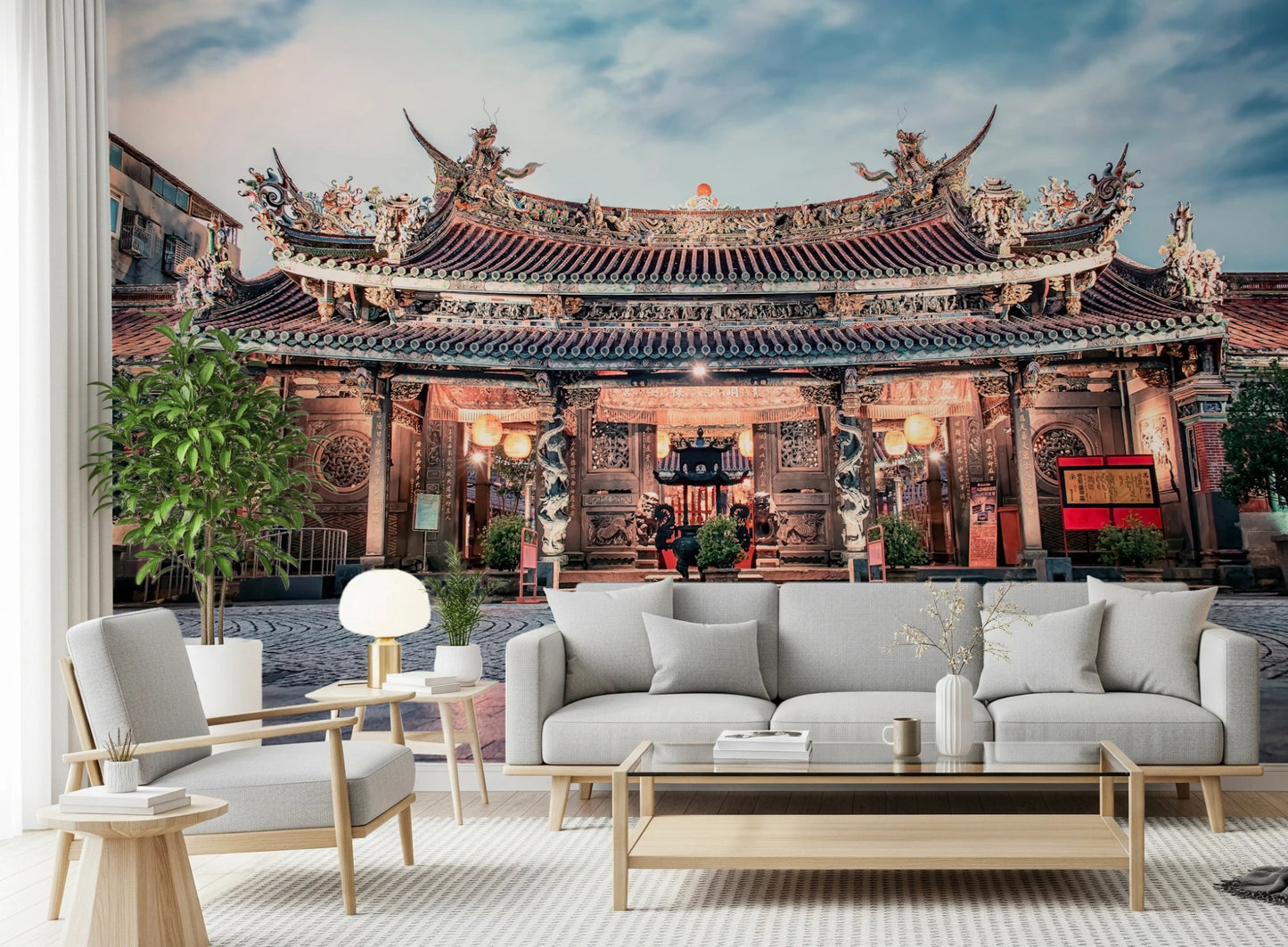 Temple Twilight Wall Mural