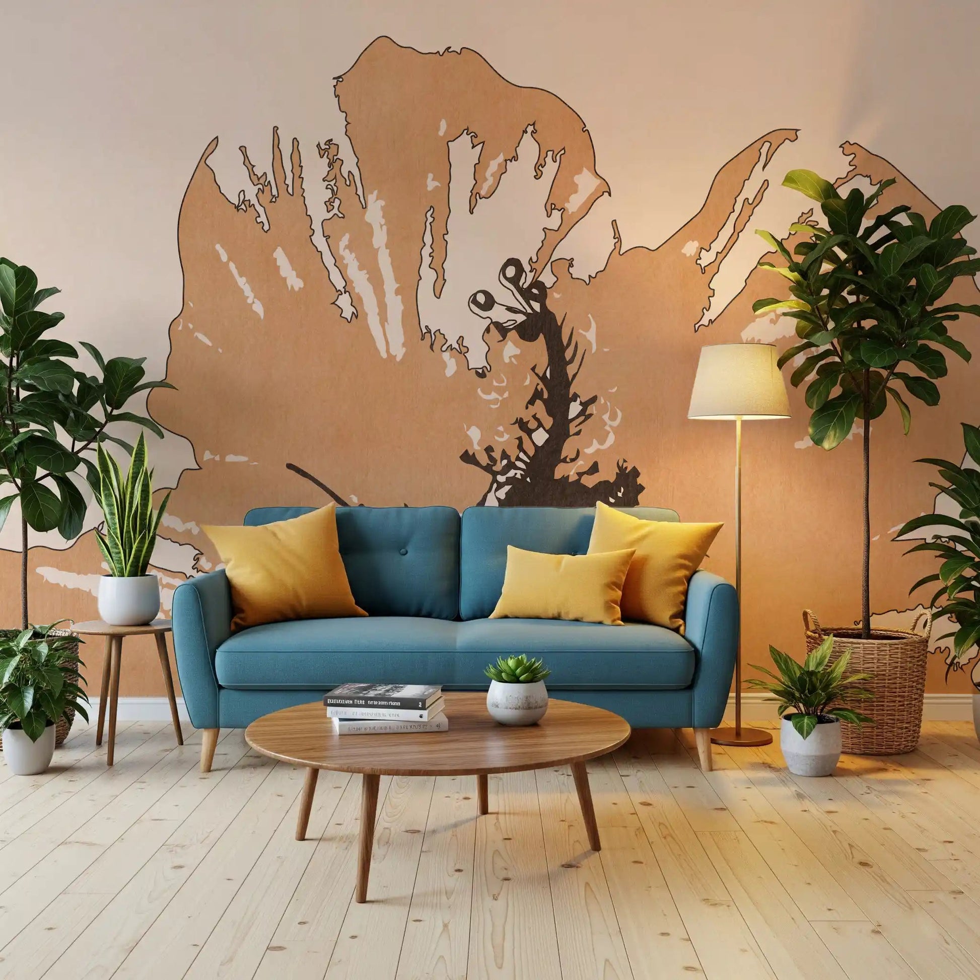Earthy tones give Terra Bloom Silhouette wall mural an office-ready look