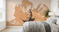 Dark floral contrast defines Terra Bloom Silhouette wall mural in a bedroom