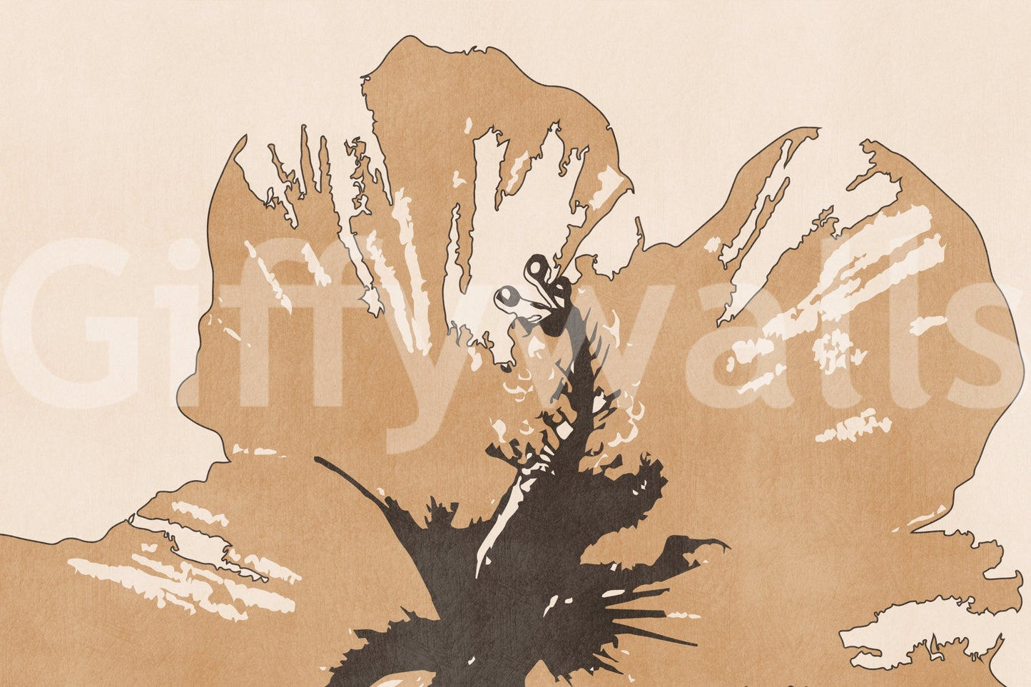 Contemporary petal silhouettes define Terra Bloom wall mural with airy spacing