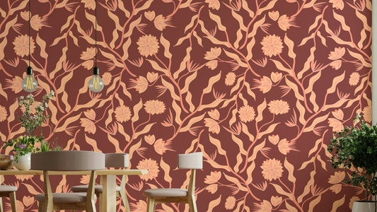 Terracotta-inspired floral wallpaper in modern style


