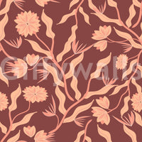 Minimalist floral wallpaper in soft earthy palette