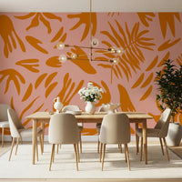 Abstract leaf wall mural in terra and blush shades with smooth pattern flowGD9159