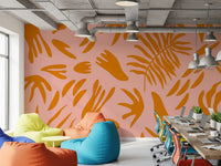 Custom wall mural design with warm flora artwork and clean graphic balanceGD9159