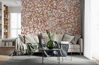 Earthy Terracotta terrazzo design wallpaper option.