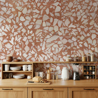 Bold Terracotta Terrazzo pattern wallpaper for impact design.