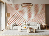A graceful subtle stripe wall mural in warm, earth tones.