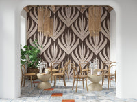 Terracotta dotted lines on Terra Deco Bloom Wallpaper motif.