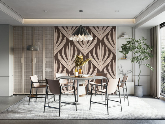 Terra Deco Bloom Wallpaper wall mural in a modern living space.