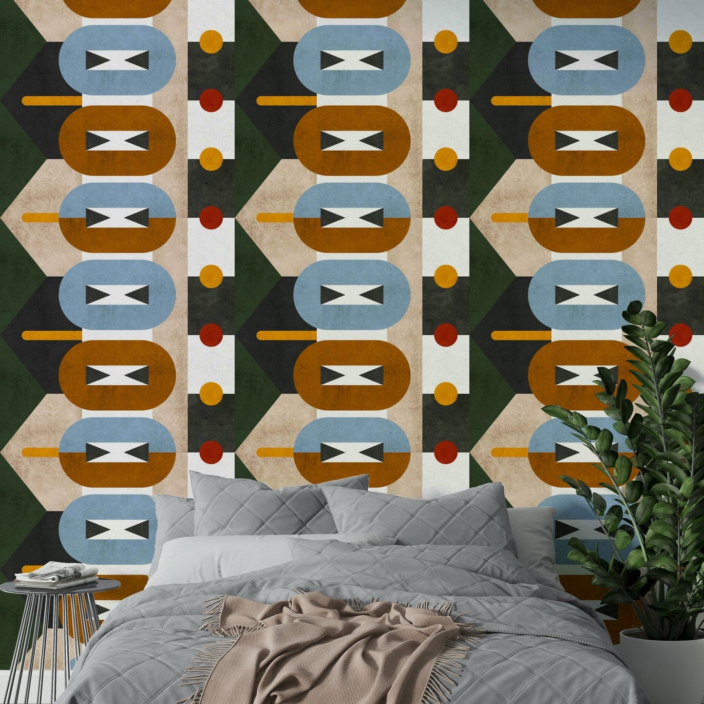 Peel-and-stick Terra Firma Earthy Geometric wallpaper for easy decor

