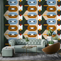 Warm, earthy tones in Terra Firma geometric pattern wallpaper


