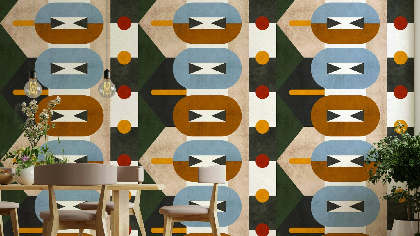 Earthy geometric design wallpaper for modern spaces

