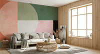 A beautiful modern art wall mural of abstract forms.