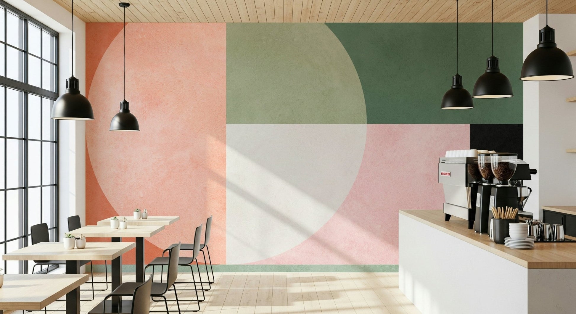 A contemplative subtle abstract wallpaper mural for a feature wall.