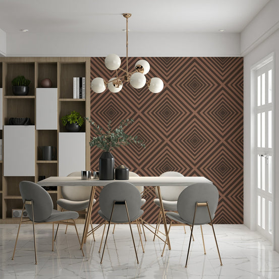 Earthy Terra Lines Wallpaper with parallel bands and gentle clay spacing, GD6844