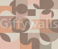 Soft pink and brown abstract wall mural for living rooms.