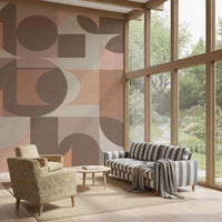 Stylish geometric pattern mural for a chic home office.