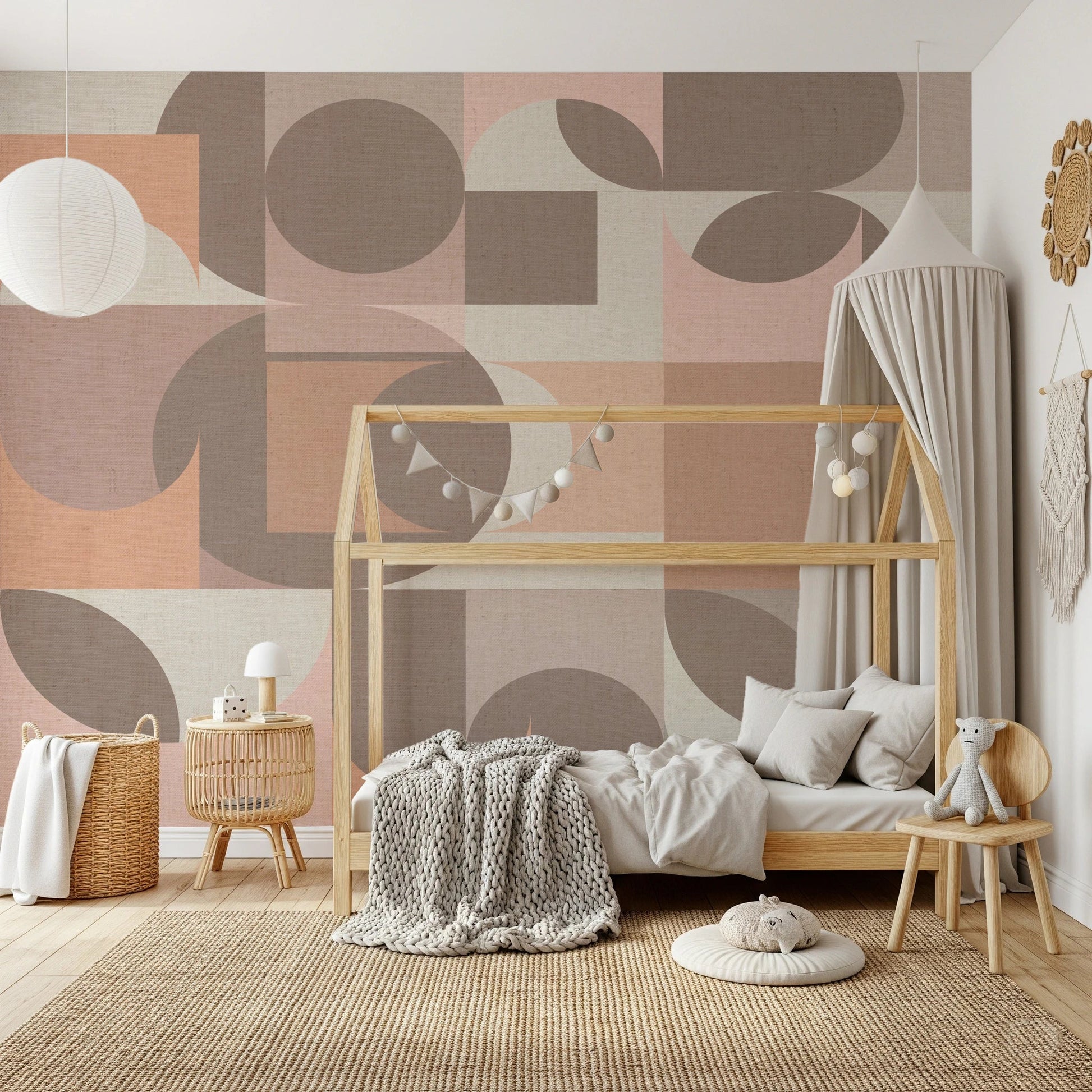 Large scale abstract mural with linen texture appearance.