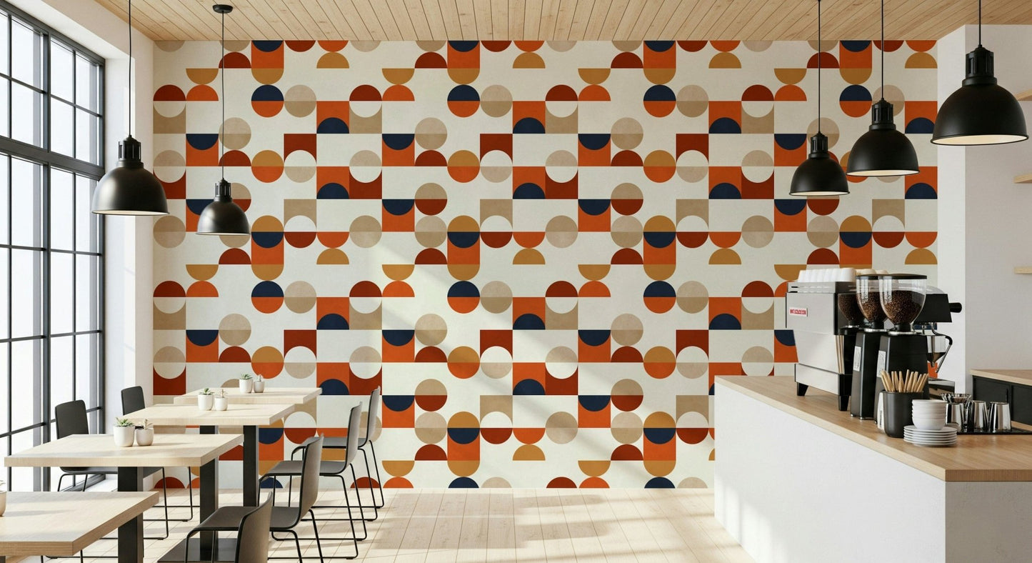 Seamless abstract pattern mural Terra Tones Tiles decoration.