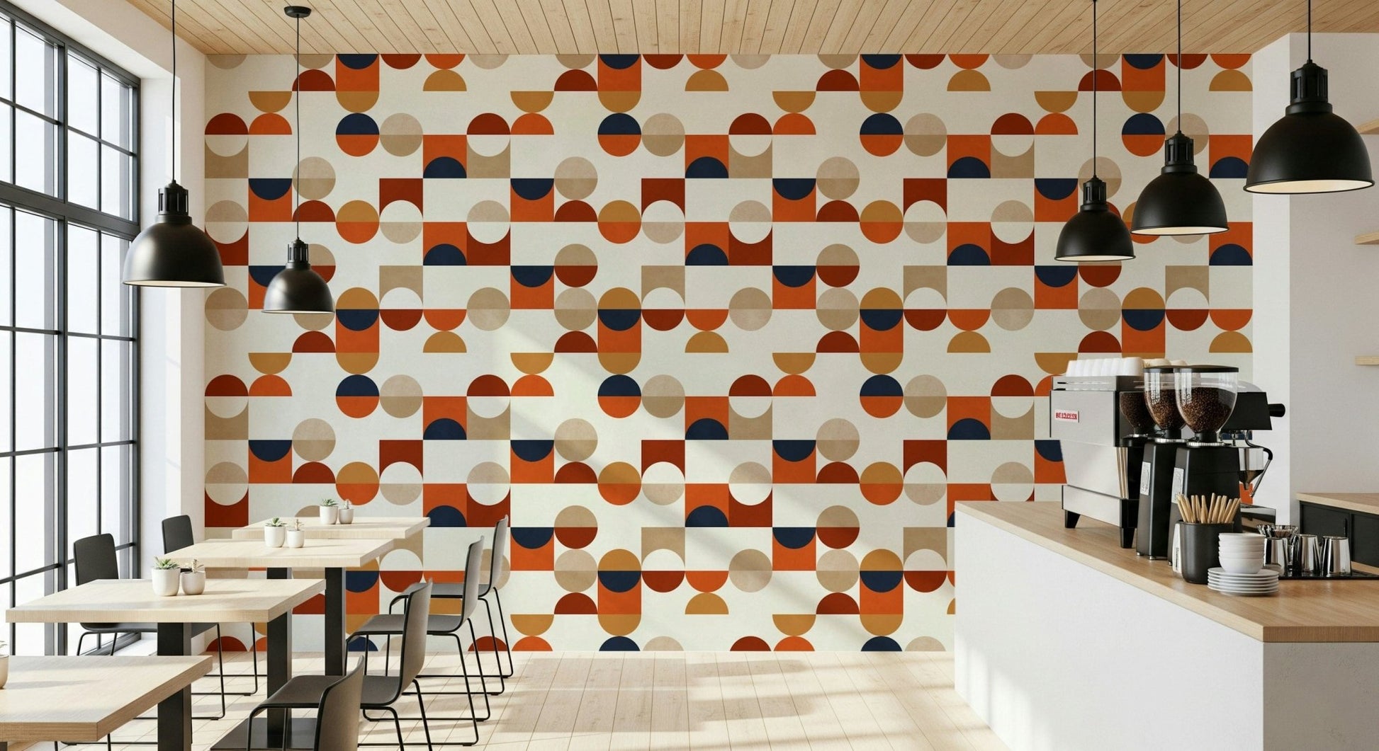 Seamless abstract pattern mural Terra Tones Tiles decoration.