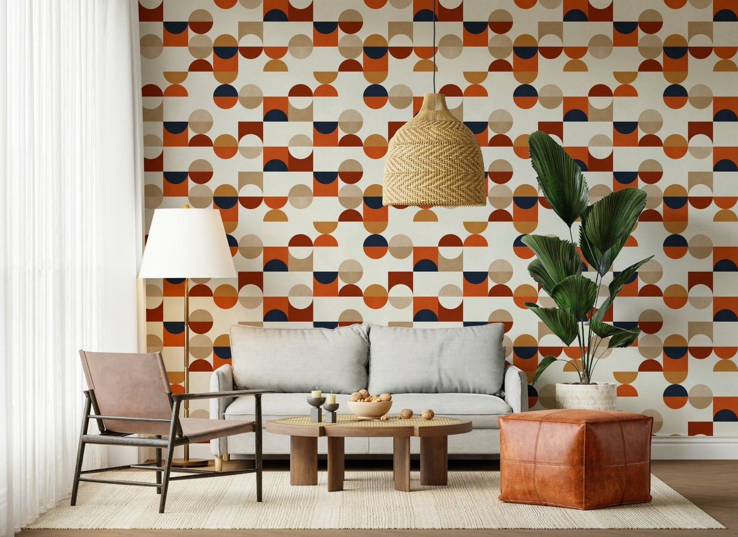 Circular square elements Terra Tones Tiles repeating pattern.