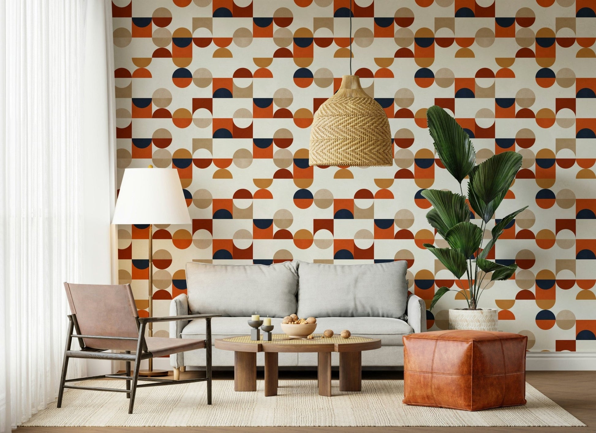 Circular square elements Terra Tones Tiles repeating pattern.