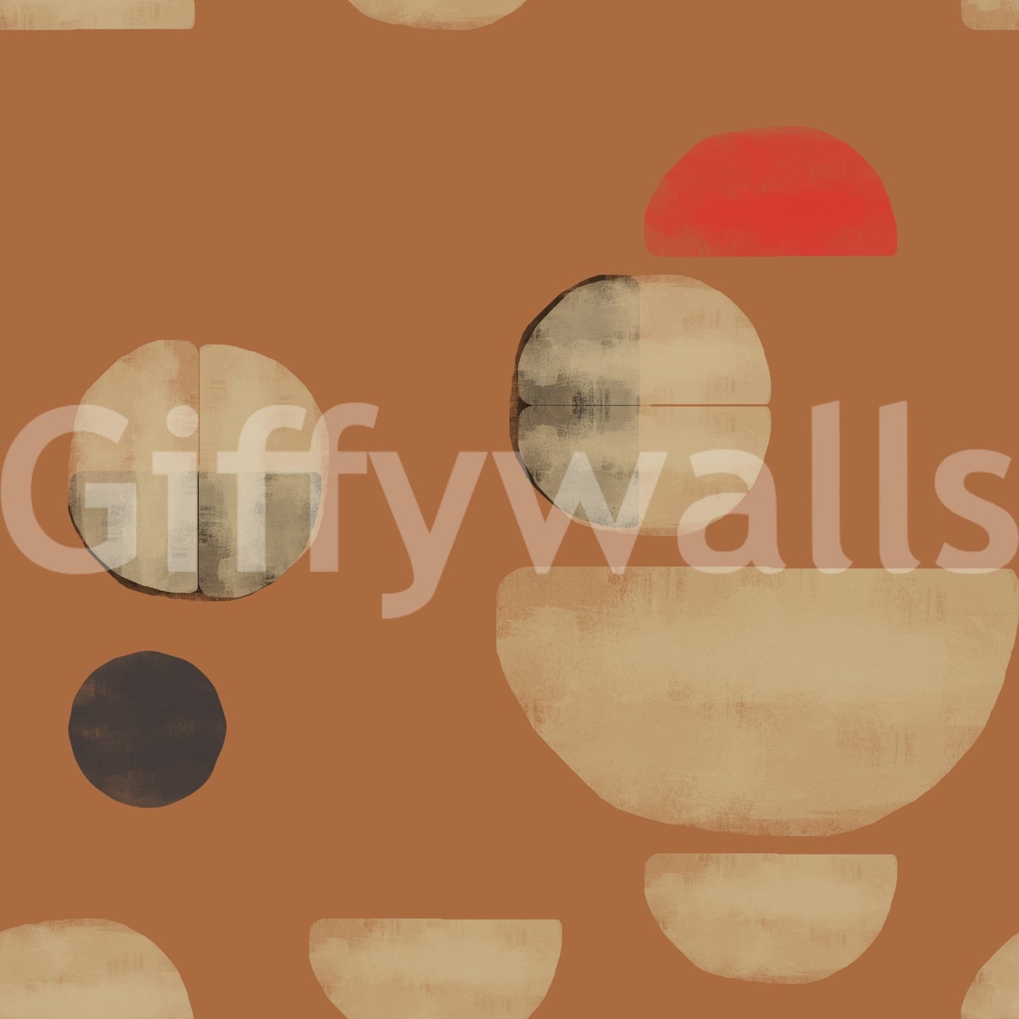 Terracotta Abstract Forms wallpaper with soft curves and layered tones, GD9253