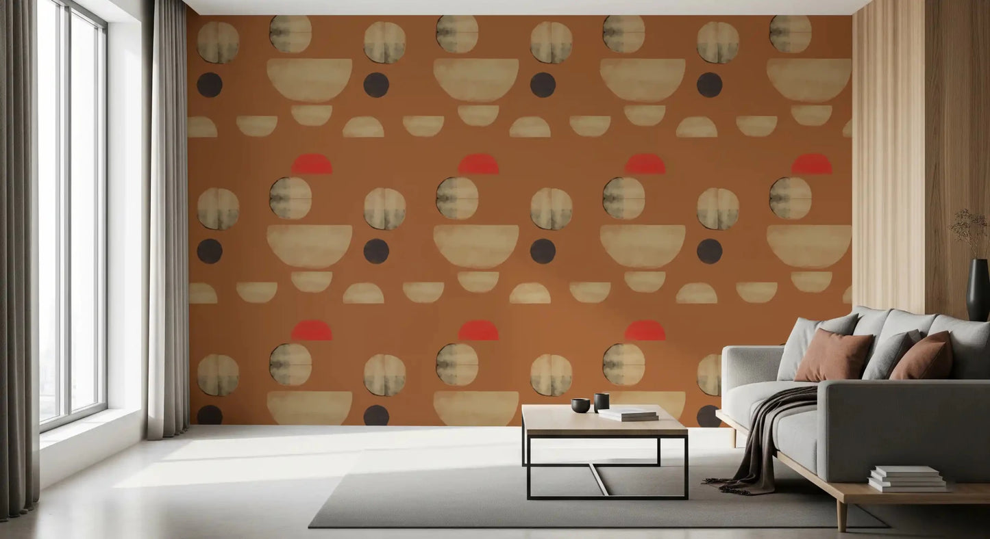 Hallway design using Terracotta Abstract Forms wallpaper geometric forms, GD9253