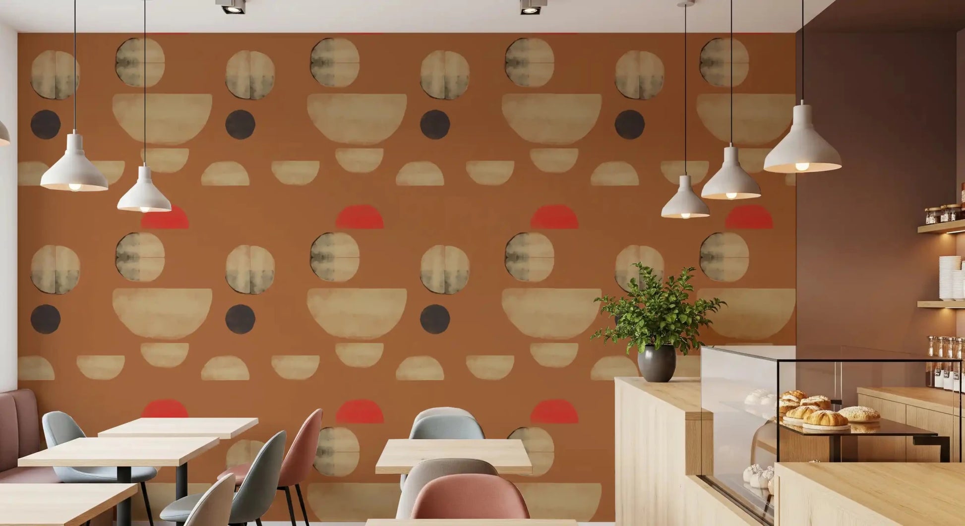 Minimal abstract wallpaper with Terracotta Abstract Forms warm palette, GD9253