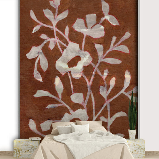 Terracotta Bloom wall mural on living room wall, GD1074