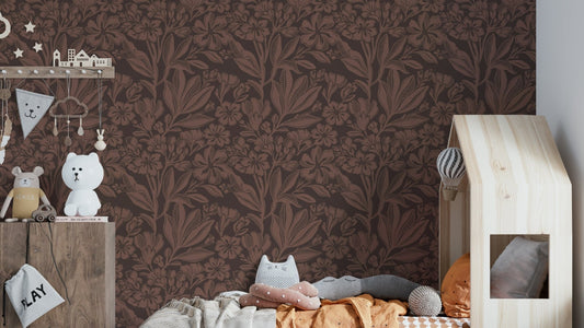 Terracotta Bloom wallpaper mural design
