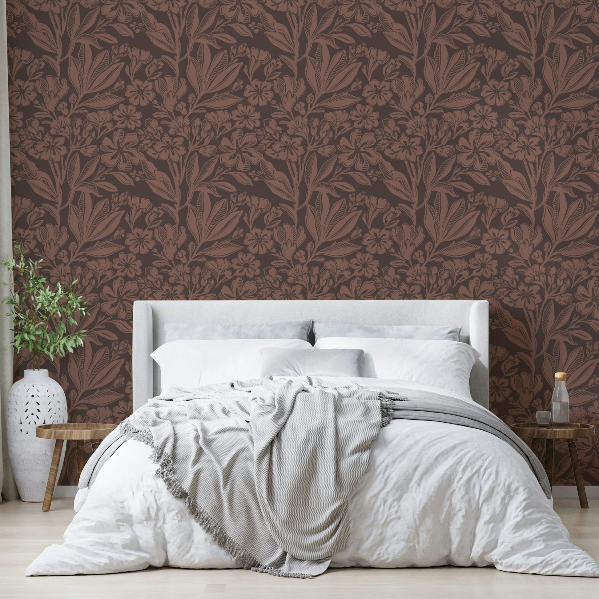 Bedroom wall mural with florals, GD972