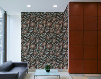 Terracotta tone flower mural wallpaper, GD1003
