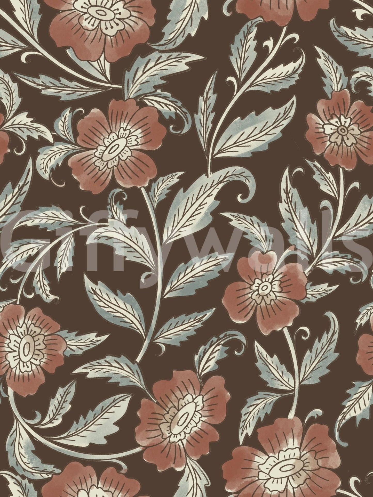High-quality terracotta floral mural, GD1003