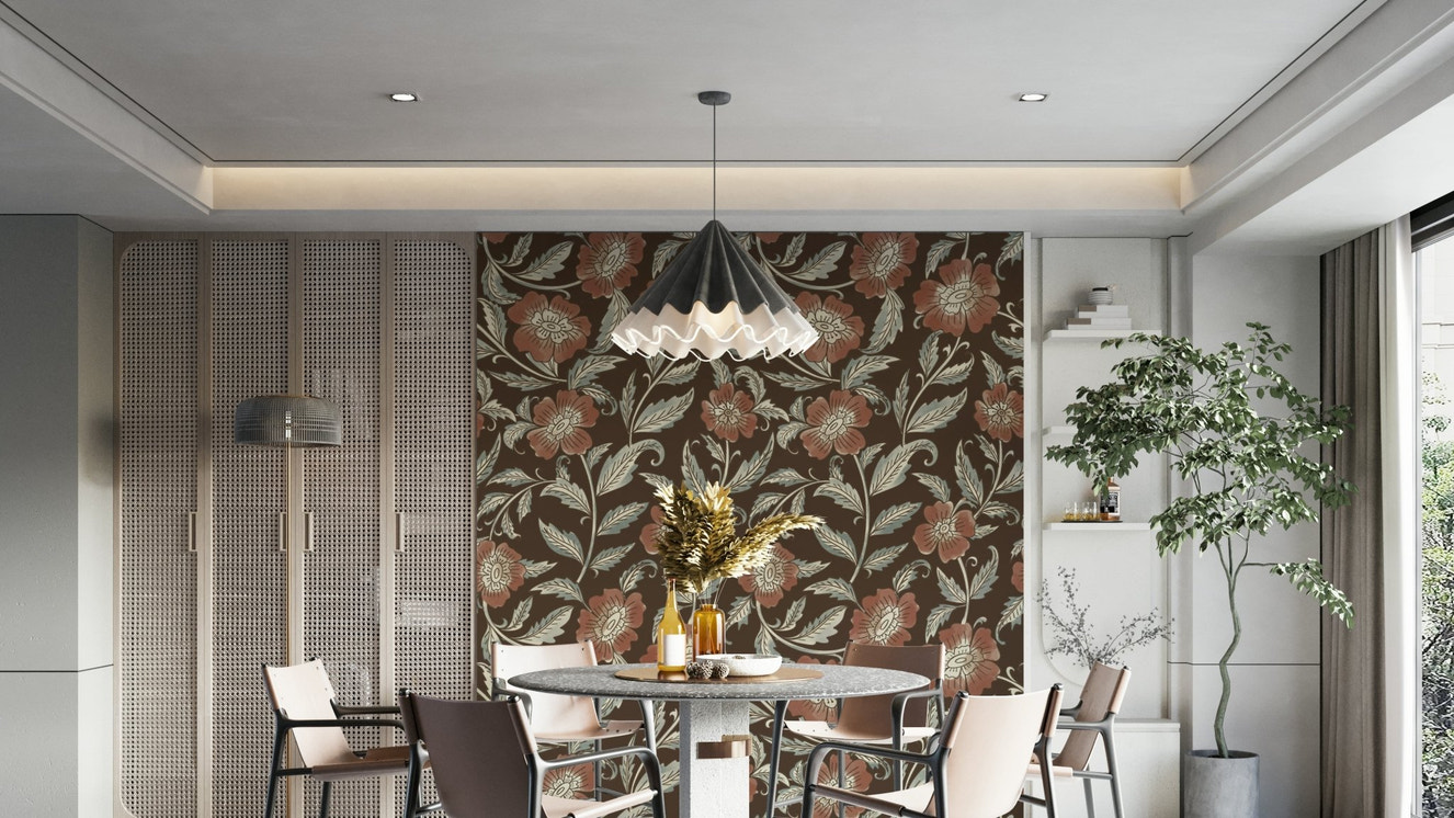 Terracotta Blossom Trail wall mural

