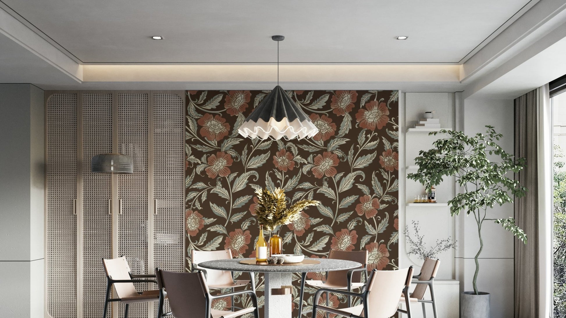 Terracotta Blossom Trail wall mural, GD1003