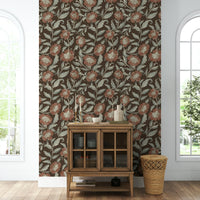Botanical trail wallpaper with warm tones, GD1003