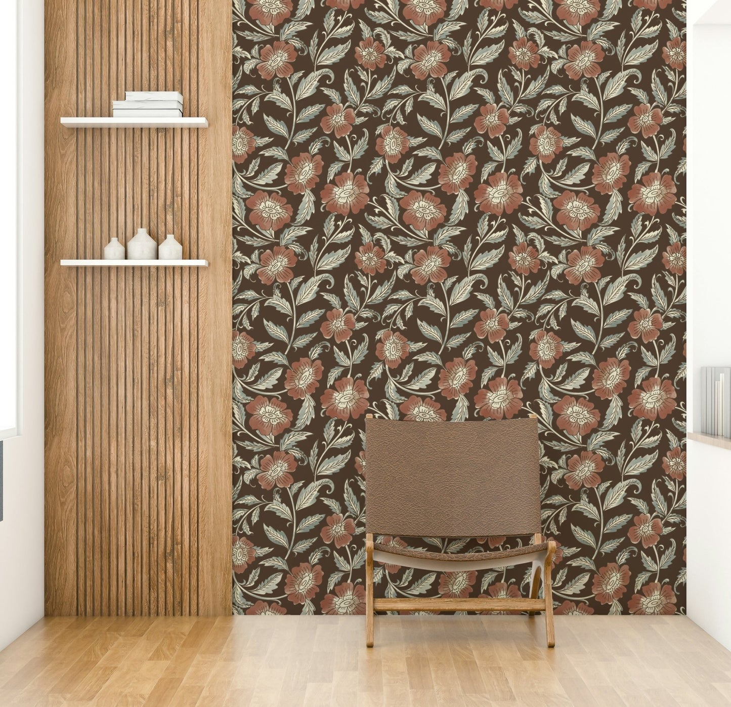 Mural wallpaper in terracotta and cream, GD1003