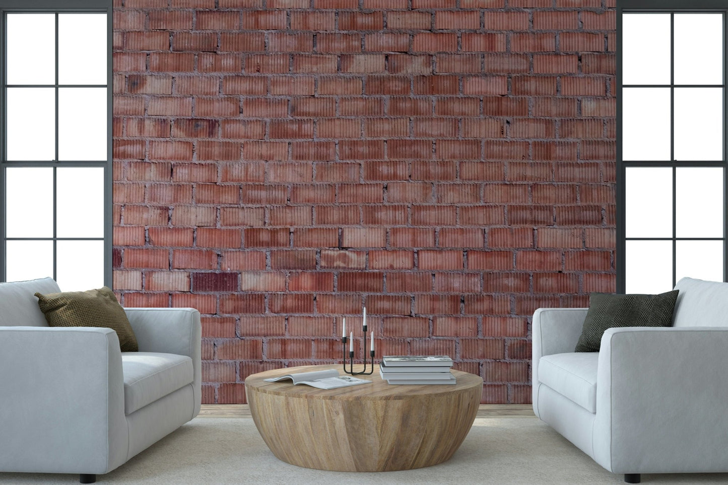 Terracotta Brick mural in a rustic home office.