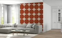 Terracotta Bubbles Wallpaper textured rust circles, an accent wallpaper.