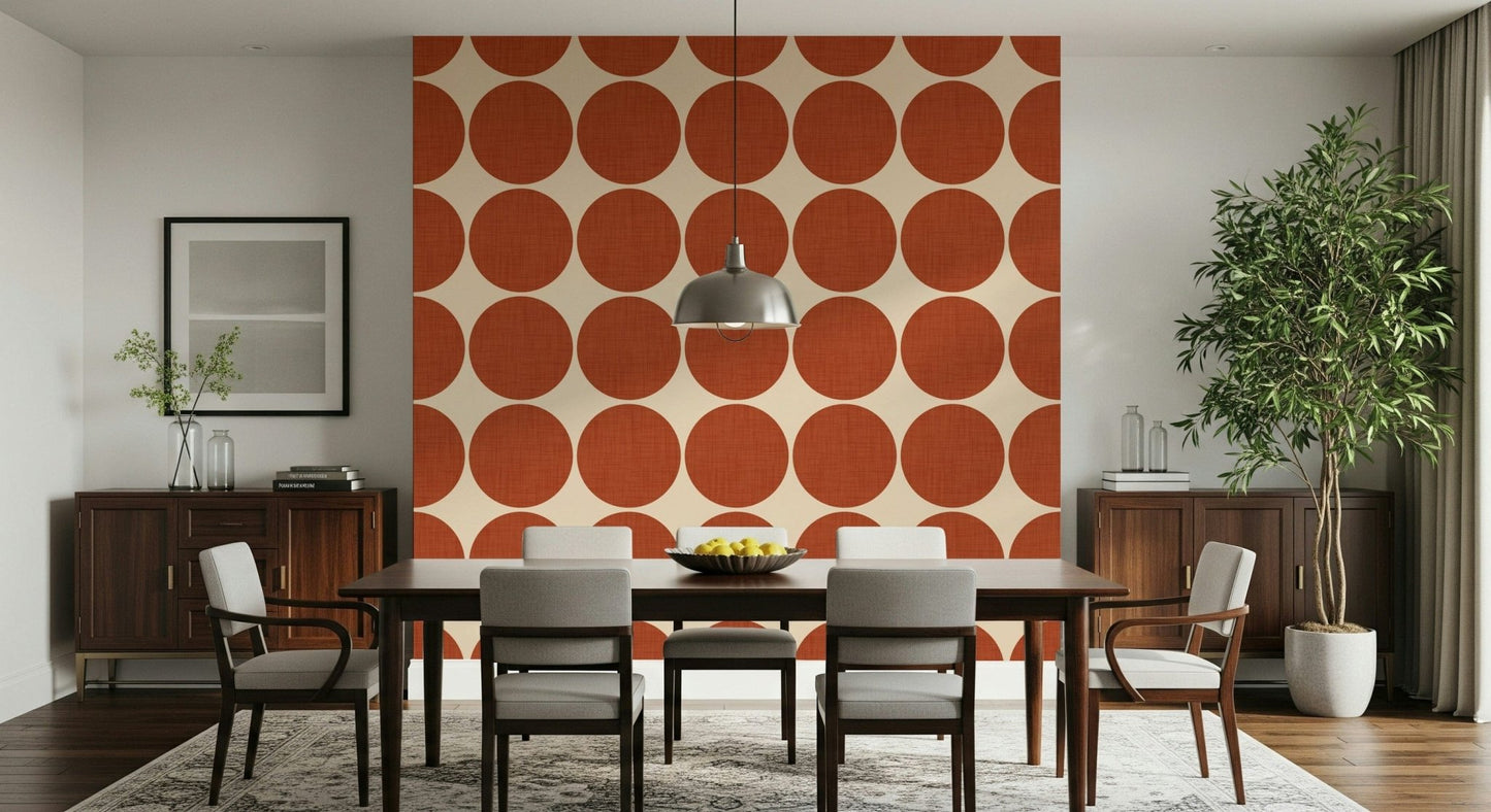 Modern large circles in the Terracotta Bubbles Wallpaper design.